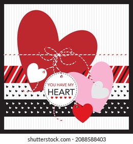 Heart shape and lettering for valentine or wedding card