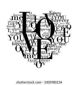 Heart shape from letters - typographic composition