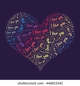 Heart shape from letters - typographic composition. Vector illustration. Very easy to edit or modify. 