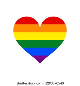 Heart shape LGBT rainbow pride flag symbol. The sign created for popularizing and support the LGBT community in social media. Design graphic element is saved as a vector illustration in EPS file