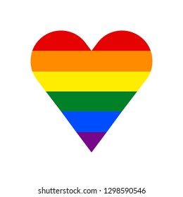 Heart shape LGBT rainbow pride flag symbol. The sign created for popularizing and support the LGBT community in social media. Design graphic element is saved as a vector illustration in EPS file