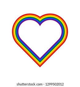 Heart shape LGBT rainbow pride flag symbol. The sign created for popularizing and support the LGBT community in social media. The design graphic element is saved as a vector illustration EPS file