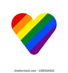 Heart shape LGBT rainbow pride flag symbol. The sign created for popularizing and support the LGBT community in social media. The design graphic element is saved as a vector illustration EPS file