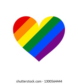 Heart shape LGBT rainbow pride flag symbol. The sign created for popularizing and support the LGBT community in social media. The design graphic element is saved as a vector illustration EPS file