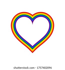 Herzform LGBT Regenbogen Strichzeichen. Das Zeichen wurde für die Popularisierung und Unterstützung der LGBT-Gemeinschaft in sozialen Medien geschaffen. Das Design-Grafikelement wird als EPS-Datei für Vektorgrafik gespeichert
