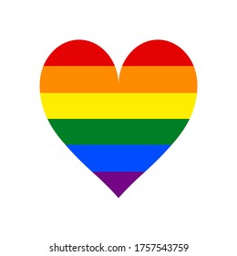 Heart shape LGBT rainbow pride flag symbol. The sign created for popularizing and support the LGBT community in social media. Design graphic element is saved as a vector illustration in EPS file