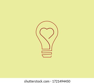 Heart shape in a light bulb