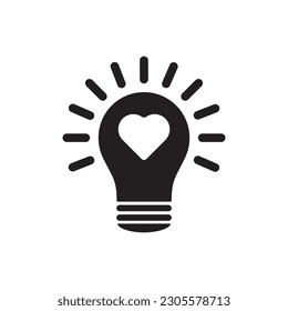 Heart shape in a light bulb. Abstract icon. Passion icon, heart, emotion, lightbulb, intelligence vector, inspire creative illustration