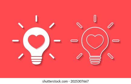 Heart shape in light bulb. Idea, solution, innovation. Illustration vector