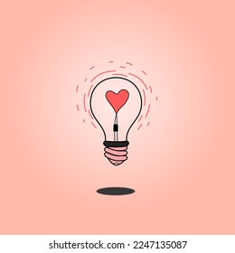 heart shape in light bulb pastel tone