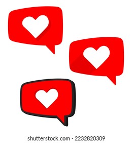Herzform Wie Icon Set . Sammlung von Social-Network-App-Icon. Vektorgrafik