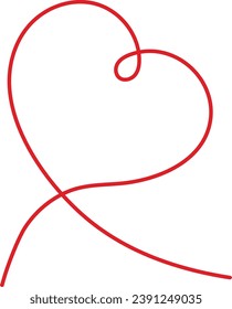 heart shape line art continuous red, hand drawn graphic concept, doodle heart art line, illustration heart in a continuous line art, vector