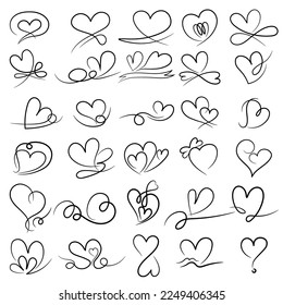 Heart shape line art free hand, vector illustrartion.