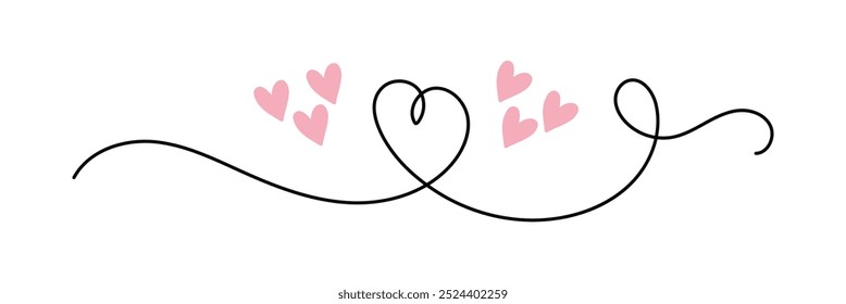 Heart shape line art vector illustration. love continues liner vector . love icon . pink heart icon vector .