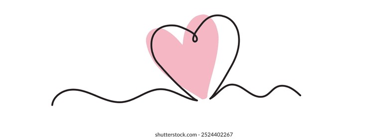 Heart shape line art vector illustration. love continues liner vector . love icon . pink heart icon vector .