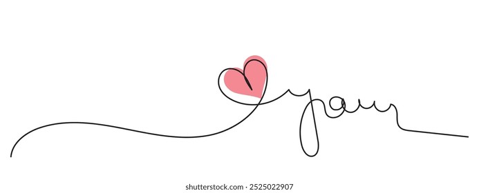 heart shape line art vector,  love continues line art, love vector illustration, one line art with love vector