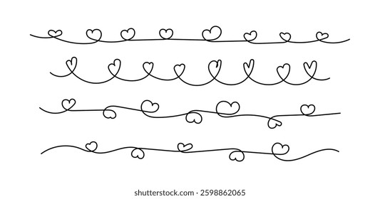 heart shape line, heart doodle art outline, scribble heart line hand drawn