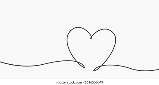 Heart shape line. Hand drawn calligraphic element. Element for Valentine's day, wedding. Outline shape