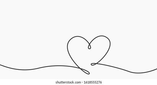 Heart shape line. Hand drawn calligraphic element. Element for Valentine's day, wedding. Outline shape