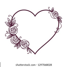 Heart shape line. Valentines day, wedding, birthday design. Isolated outline art