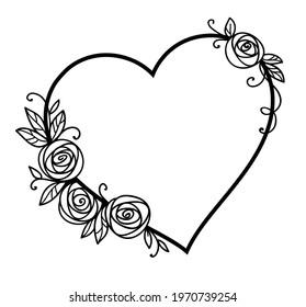 Heart shape line. Valentines day, wedding, birthday design. Isolated outline art