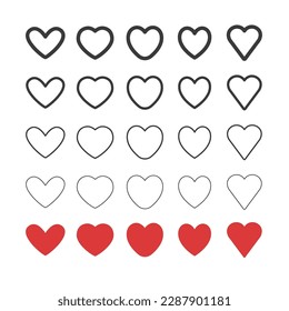 Lineare Symbole der Herzform. Liebessymbole.