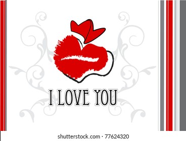 Heart Shape and Lips Kiss Design