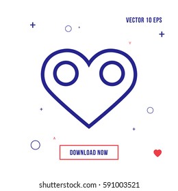 Heart shape location pin icon vector