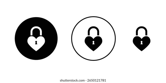 heart shape lock icon set. heart shape lock vector icon. 