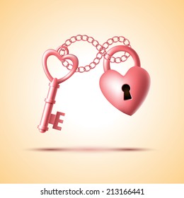 heart shape lock with key