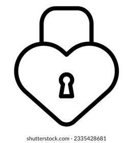 Heart shape lock line icon. Love padlock vector illustration isolated on white. Closed lock outline style design, designed for web and app. Eps 10
