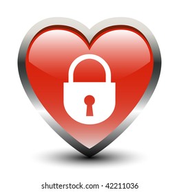 Heart Shape Lock Sign Icon