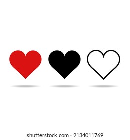 Heart shape logo icon in flat style isolated on white background. Vector illustration
