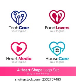 Conjunto de Plantilla de logotipo en forma de corazón. Bueno para empresas, agencias, comunidad y Organización