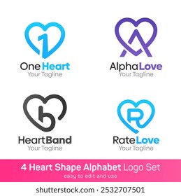 Heart Shape Logo Template Set. Good for Business, Agency, Community and Organization