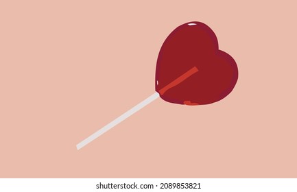 Heart Shape Lolipop Candy Vector