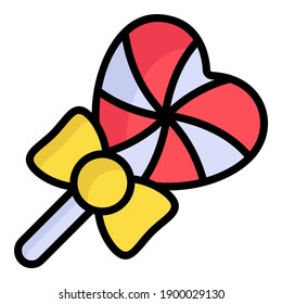 heart shape lollipop color line icon