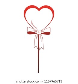 Heart shape lollipop pop art red lines