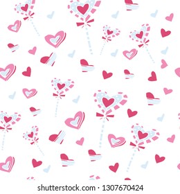 Heart shape Lollipop, seamless background, sweet Valentine's Day