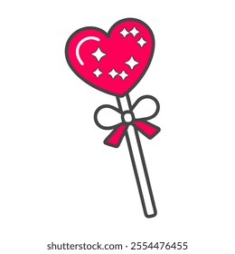 Heart shape lollipop vector art illustration