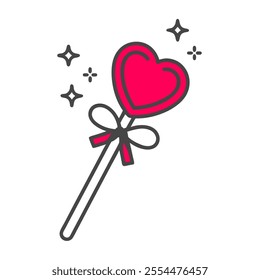 Heart shape lollipop vector art illustration