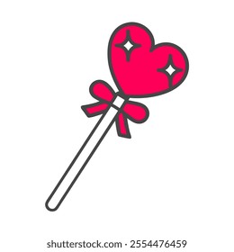 Heart shape lollipop vector art illustration