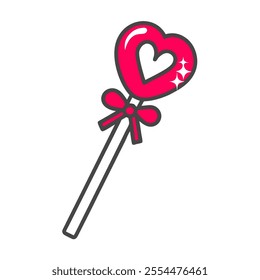 Heart shape lollipop vector art illustration