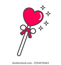 Heart shape lollipop vector art illustration