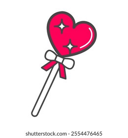 Heart shape lollipop vector art illustration