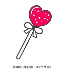 Heart shape lollipop vector art illustration