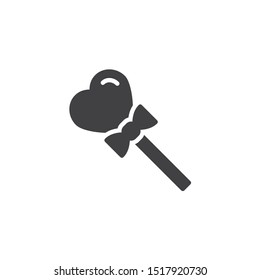 Heart shape lollipop vector icon. filled flat sign for mobile concept and web design. Heart candy on stick glyph icon. Symbol, logo illustration. Vector graphics