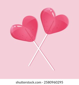 heart shape lollipop vector illustration