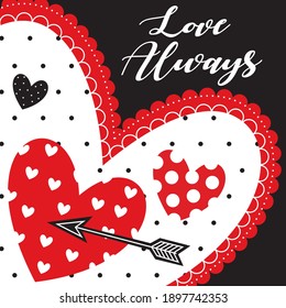 Heart shape and love arrow for valentine greeting card