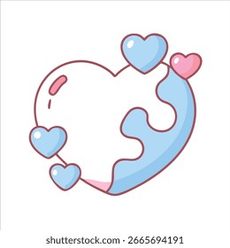 heart shape love colored outline in white background vector logo
